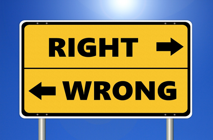 right and wrong sign