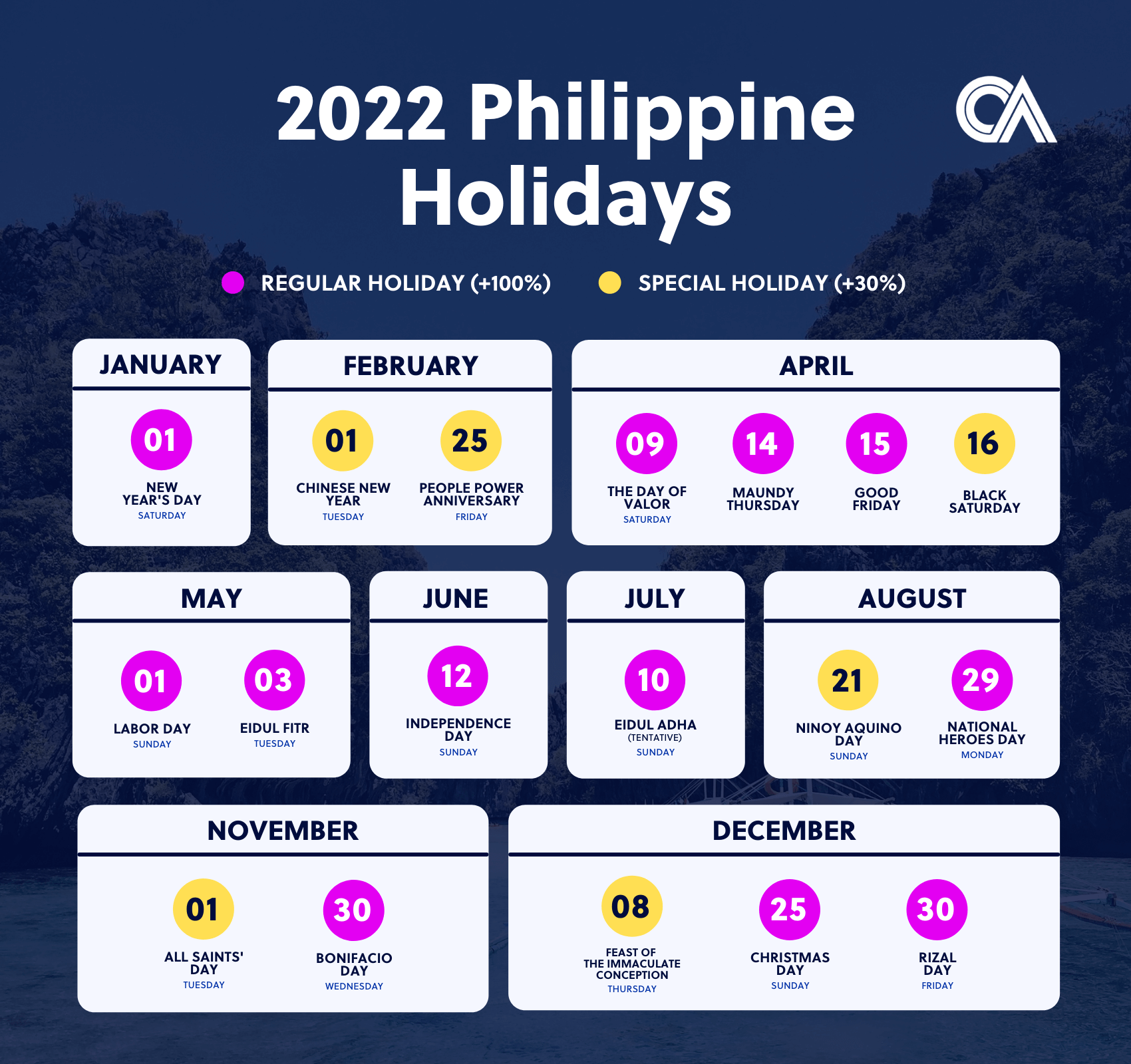 February 2021 Holidays Philippines Philippine And Italian National 